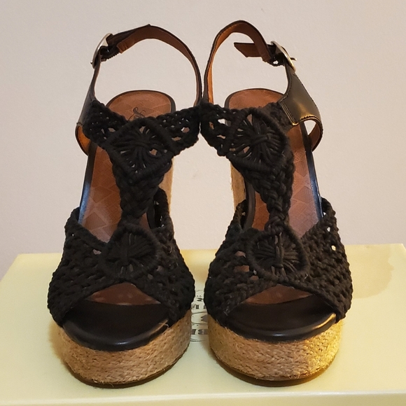 Lucky Brand Rilo Black Macrame Espadrille Wedge Sandal - Picture 3 of 11